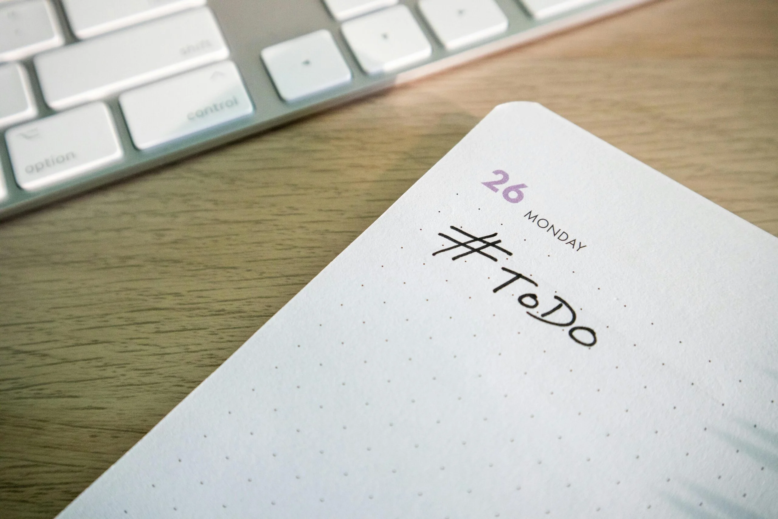 To-do list with the hashtag #ToDo on a page marked 'Monday', symbolizing the start of a Personal Growth Journey for the week